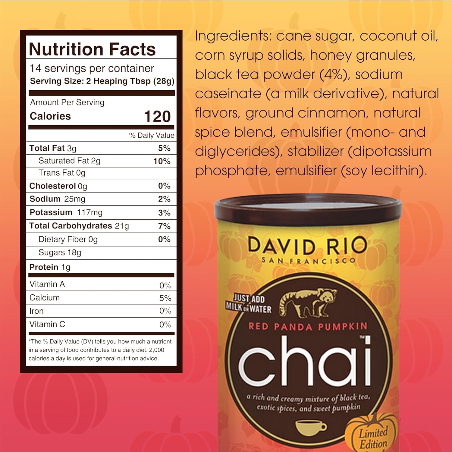 david-rio-signature-red-panda-pumpkin-chai-pulver-398g-herbst image 2