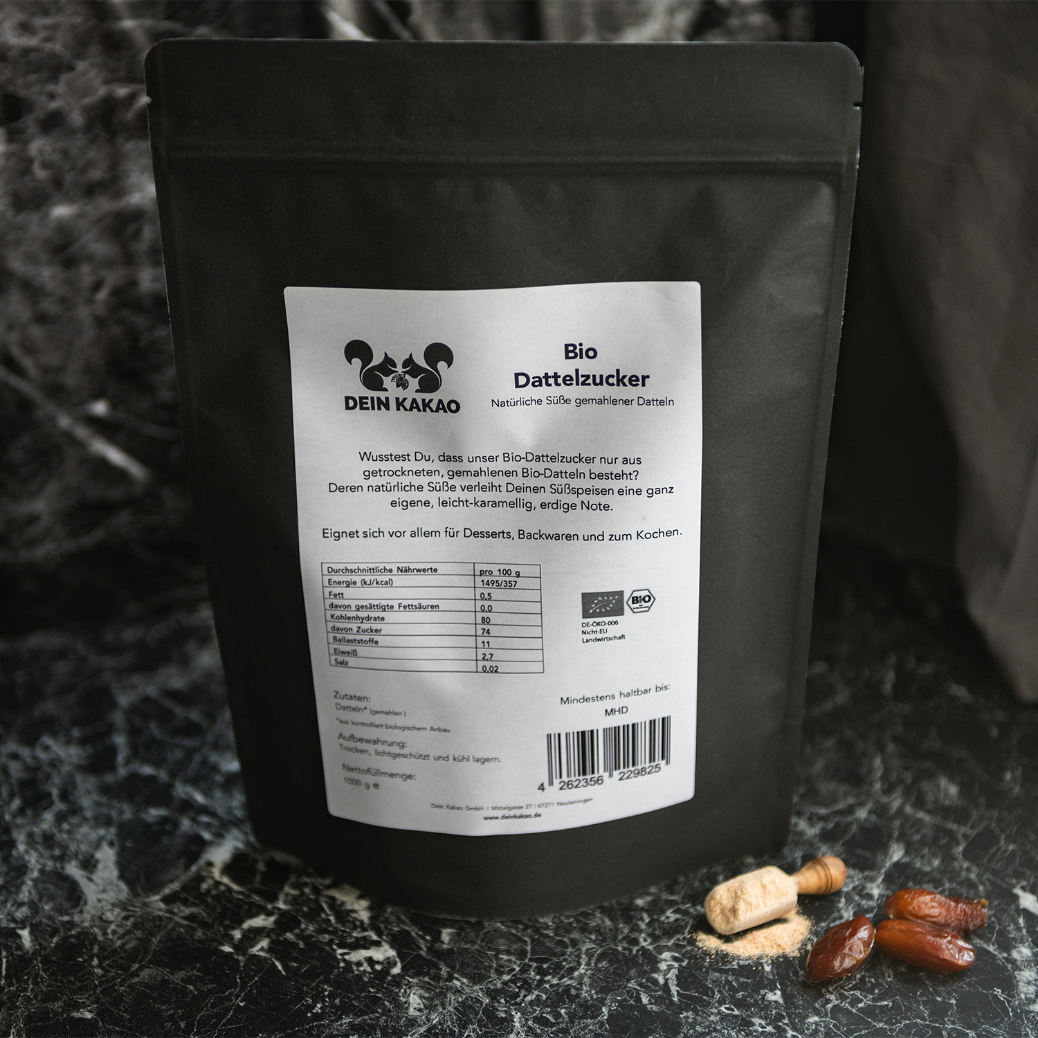 dein-kakao-elements-bio-dattelzucker-1-kg-gemahlen image 1