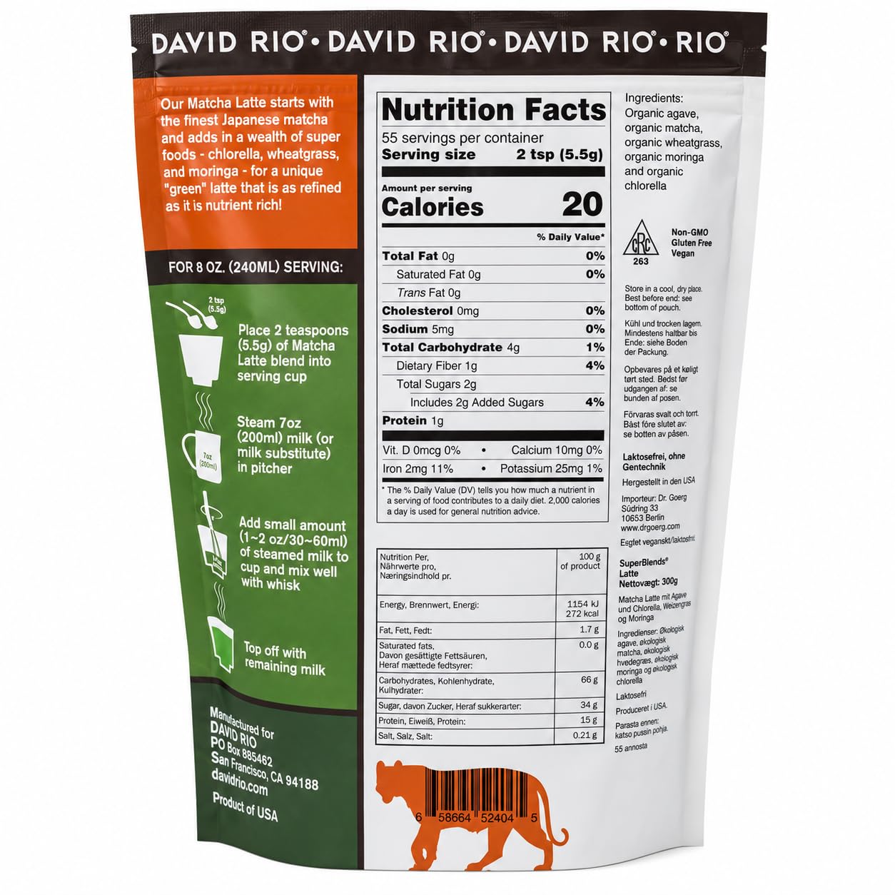 david-rio-super-blends-matcha-latte-pulver-300-g-agave image 2