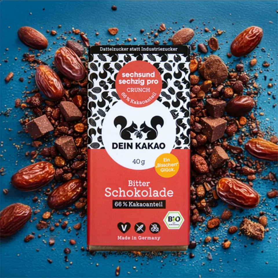 dein-kakao-sechsundsechzig-pro-crunch-bitterschokolade-20x40g-vegan image 1